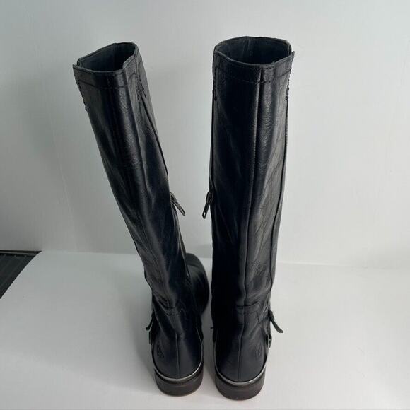 Ugg Womens Boots Sz 7 Channing II Black Leather Harness Knee High Riding Shoes - Picture 5 of 9